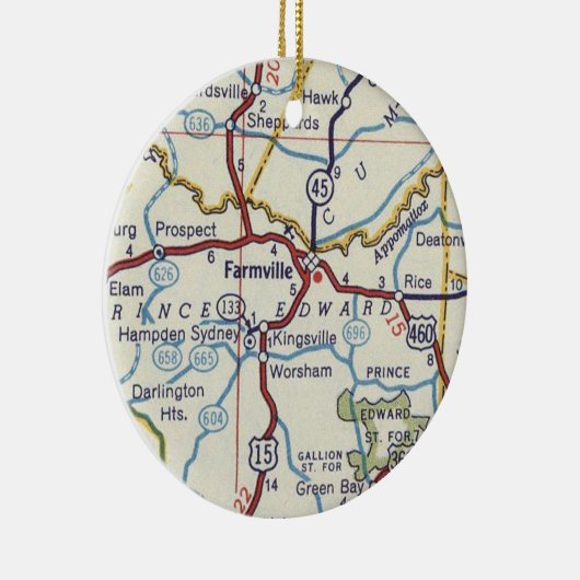  kaart Farmville VA Keramisch Ornament (Rechts)