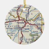  kaart Farmville VA Keramisch Ornament (Voorkant)