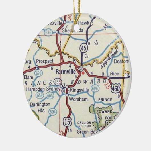  kaart Farmville VA Keramisch Ornament (Links)