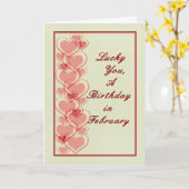 Kaart, februari Birthday met Hearts Bleek Green Kaart (Gele Bloem)