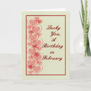 Kaart, februari Birthday met Hearts Bleek Green Kaart
