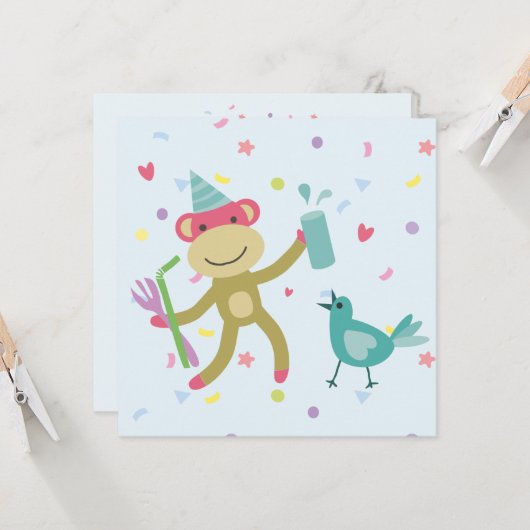 kaart felicitatie aapje (Voorkant / Achterkant in situ)