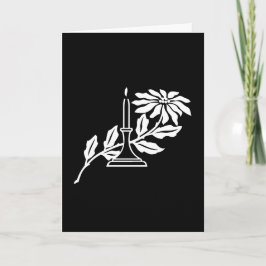 Kaart - Felicitatie -  Grafiek met kaars en bloem