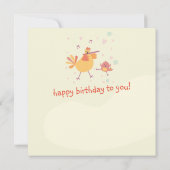kaart felicitatie kip met dwarsfluit (Achterkant)
