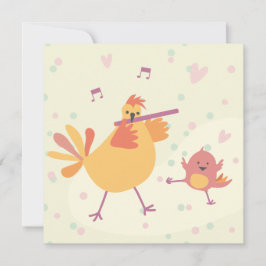 kaart felicitatie kip met dwarsfluit