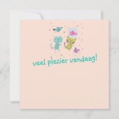 kaart felicitatie tekening 2 poezen en vis  (Achterkant)