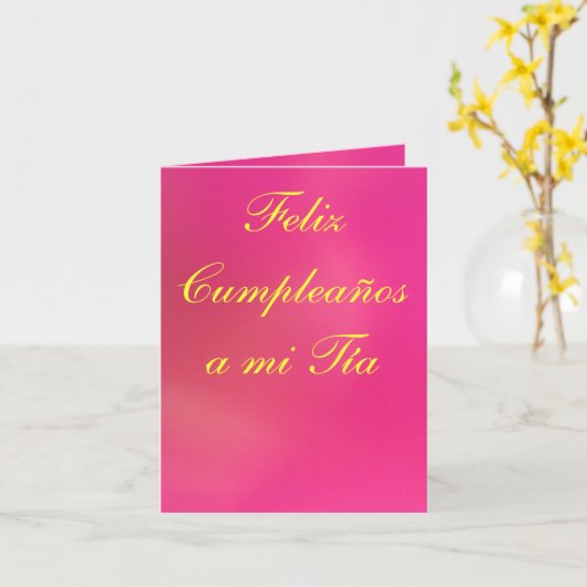 Kaart - Feliz Cumpleaños a mi Tía - Rosa (Gele Bloem)