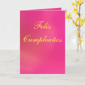 Kaart - Feliz Cumpleaños - Rosa (Gele Bloem)