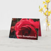 Kaart - Feliz Cumpleaños - Rosa Roja (Gele Bloem)