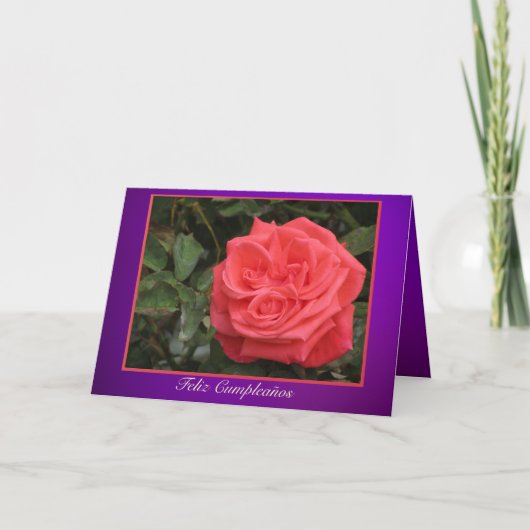 Kaart - Feliz Cumpleaños - Rosa rosa (Voorkant)