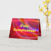 Kaart - Feliz Veelkleurige Cumpleaños - (Gele Bloem)