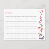 Kaart Feminine Pink Wildflower Vrijgezellenfeest (Achterkant)