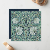 KAART FLAT NOTE : WILLIAM MORRIS : PIMPERNEL NOTITIEKAARTJE (Voorkant / Achterkant in situ)