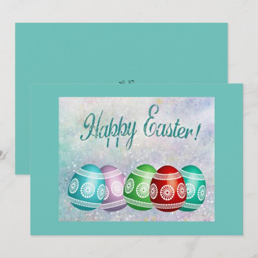 Kaart FlatHappy Paaskleurige eieren (Voorkant / Achterkant)