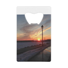 Kaart flesopener Foto Sunset Harbor Creditkaart Flessenopener