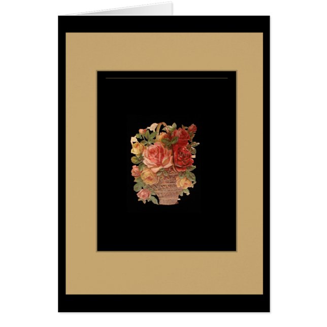 Kaart  Floral Black Gold Lijst (Voorkant)