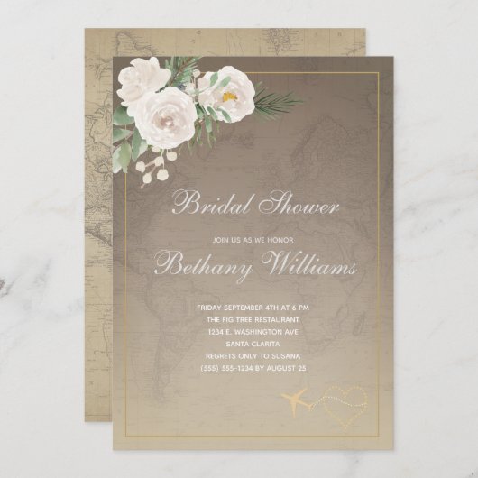  Kaart Floral Bridal Shower (Voorkant / Achterkant)