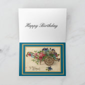 Kaart Floral Cart Flowers Happy Birthday (Binnen)