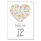 Kaart Floral Heart Table Number (Achterkant)