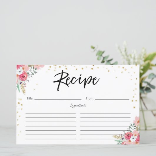 Kaart Floral Pink Gold Vrijgezellenfeest Flowers (Staand voorkant)