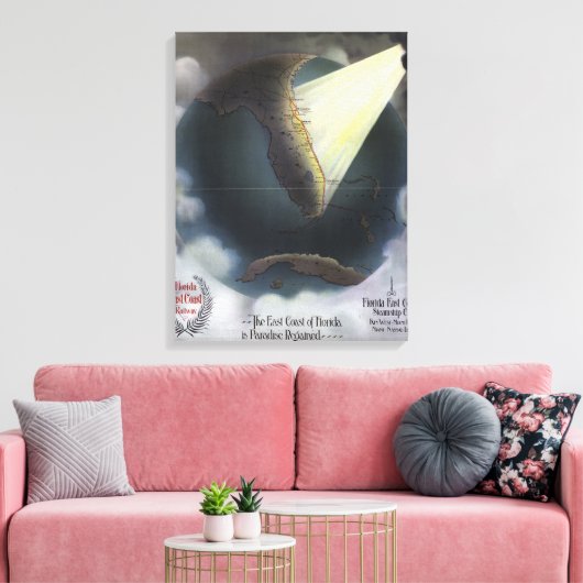 KAART: FLORIDA, 1898 CANVAS AFDRUK (Insitu (Woonkamer))