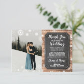 Kaart Foto Bedankt Rustic Winter Sneeuwvlokken Hou (Staand voorkant)