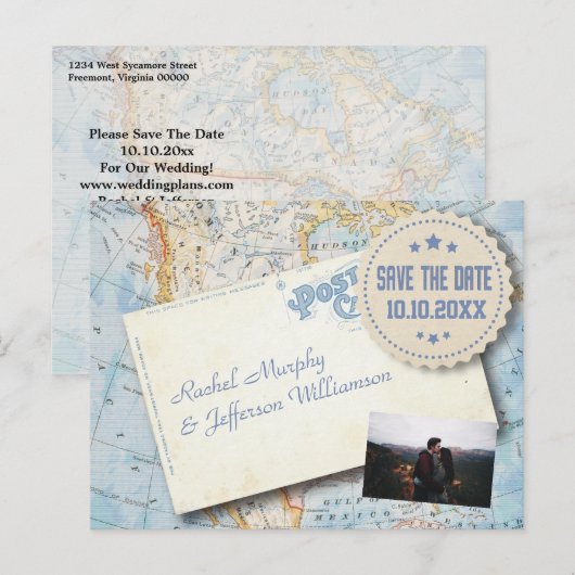  kaart foto bruiloft bewaart de datum (Voorkant / Achterkant)