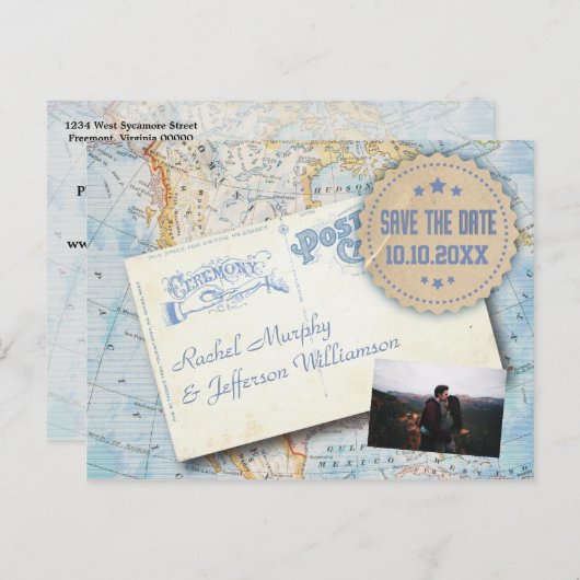  kaart foto bruiloft bewaart de datum (Voorkant / Achterkant)