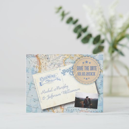 kaart foto bruiloft bewaart de datum (Staand voorkant)