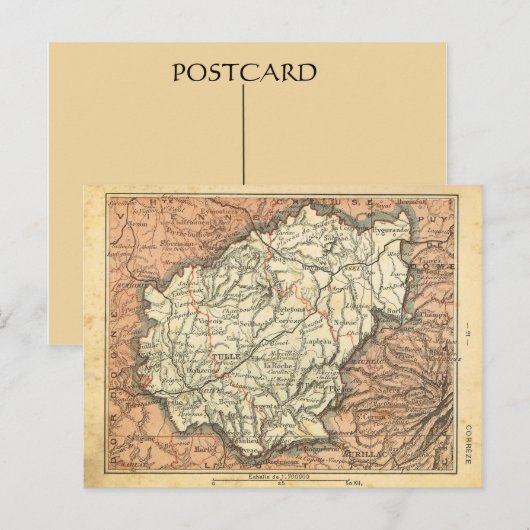  kaart France Correze (Voorkant / Achterkant)
