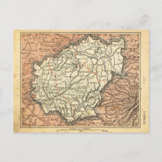  kaart France Correze (Voorkant)