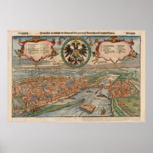  kaart Frankfurt Duitsland (1560) Poster