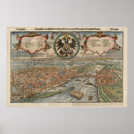  kaart Frankfurt Duitsland (1560) Poster (Voorkant)