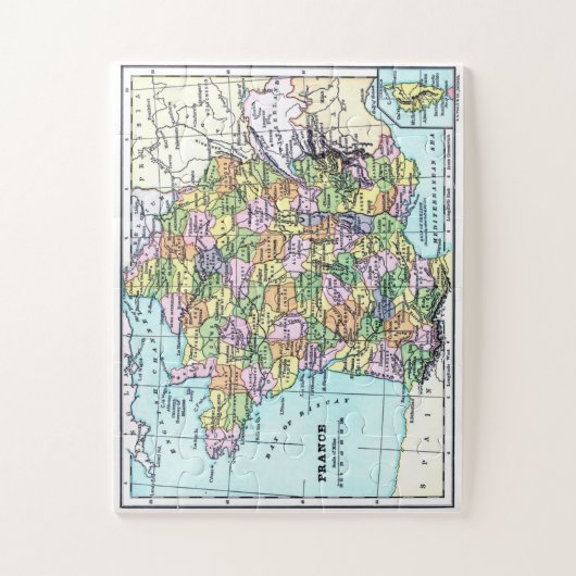  kaart Frankrijk Legpuzzel (Verticaal)