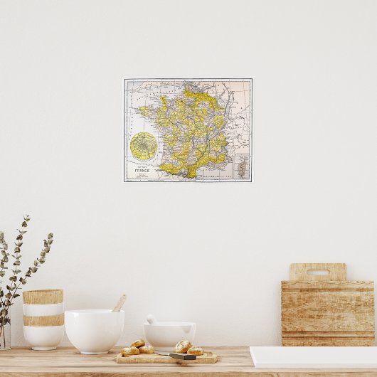 KAART: FRANKRIJK POSTER (Keuken)