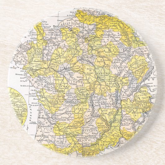 KAART: FRANKRIJK ZANDSTEEN ONDERZETTER (Voorkant)