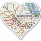  kaart Fredericksburg Virginia Sticker (Voorkant)