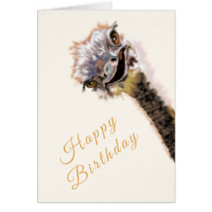 Kaart Fun voor speelse Ostrich Happy Birthday