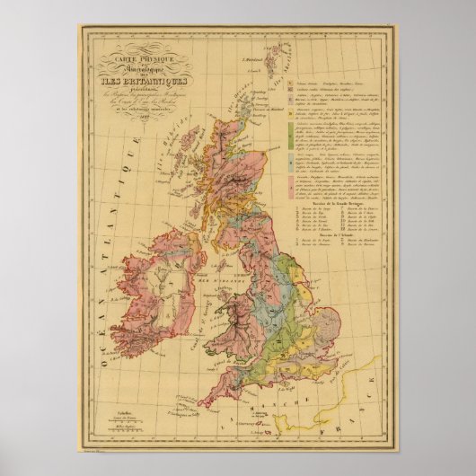 Kaart fysisch en mineralogisch poster (Voorkant)