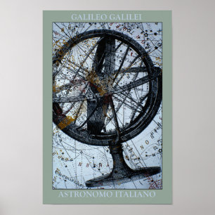 Kaart Galileo en Compass Poster