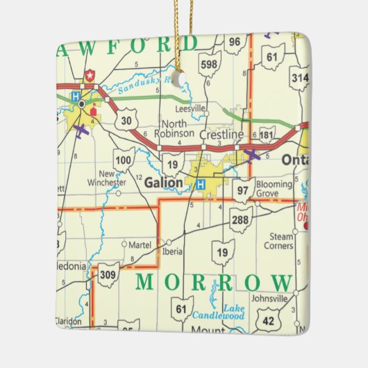  kaart Galion Ohio Keramisch Ornament (Links)