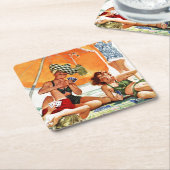 Kaart Game op de strand van Alex Ross Kartonnen Onderzetters (Schuin)