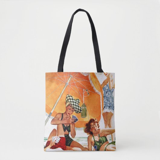 Kaart Game op de strand van Alex Ross Tote Bag (Voorkant)