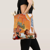 Kaart Game op de strand van Alex Ross Tote Bag (Dichtbij)