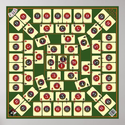 Kaart game van zes generaties - Genalogische kaart Poster (Voorkant)