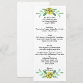 Kaart geel Floral Greenery Foliage Wedding Menu (Voorkant / Achterkant)