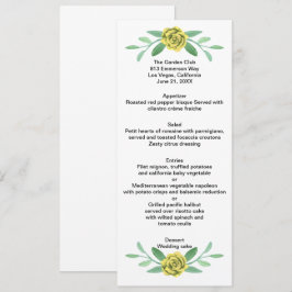 Kaart geel Floral Greenery Foliage Wedding Menu
