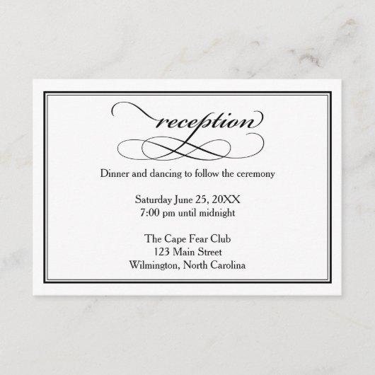 Kaart Gegevens over zwarte en witte bruiloft (Voorkant)