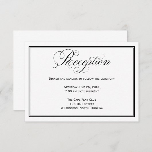 Kaart Gegevens over zwarte en witte bruiloft (Voorkant / Achterkant)