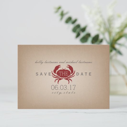 Kaart geïnspireerde krab bruiloft bespaart datum (Staand voorkant)